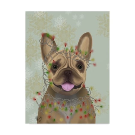 Fab Funky 'French Bulldog, Christmas Lights 1' Canvas Art,35x47